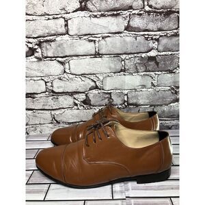 Bespoke Handmade Genuine Leather Brown Leather Cap Toe Dress Shoes Men Sz 13M US